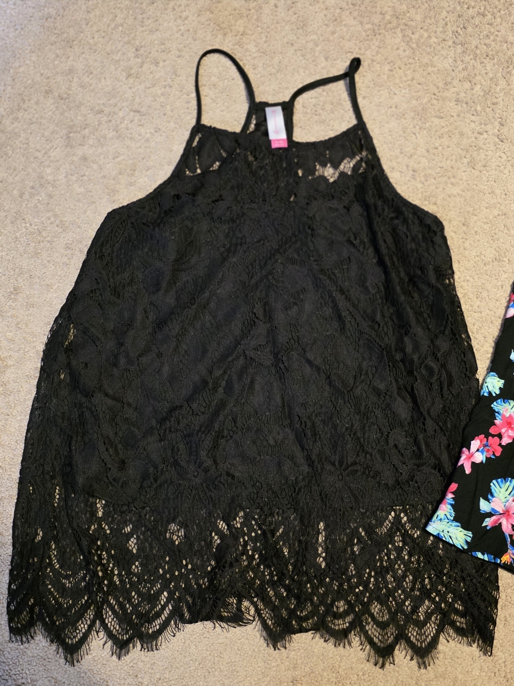 No Boundaries Black Lace Camisole & Floral Strappy Camisole - Picture 2 of 3